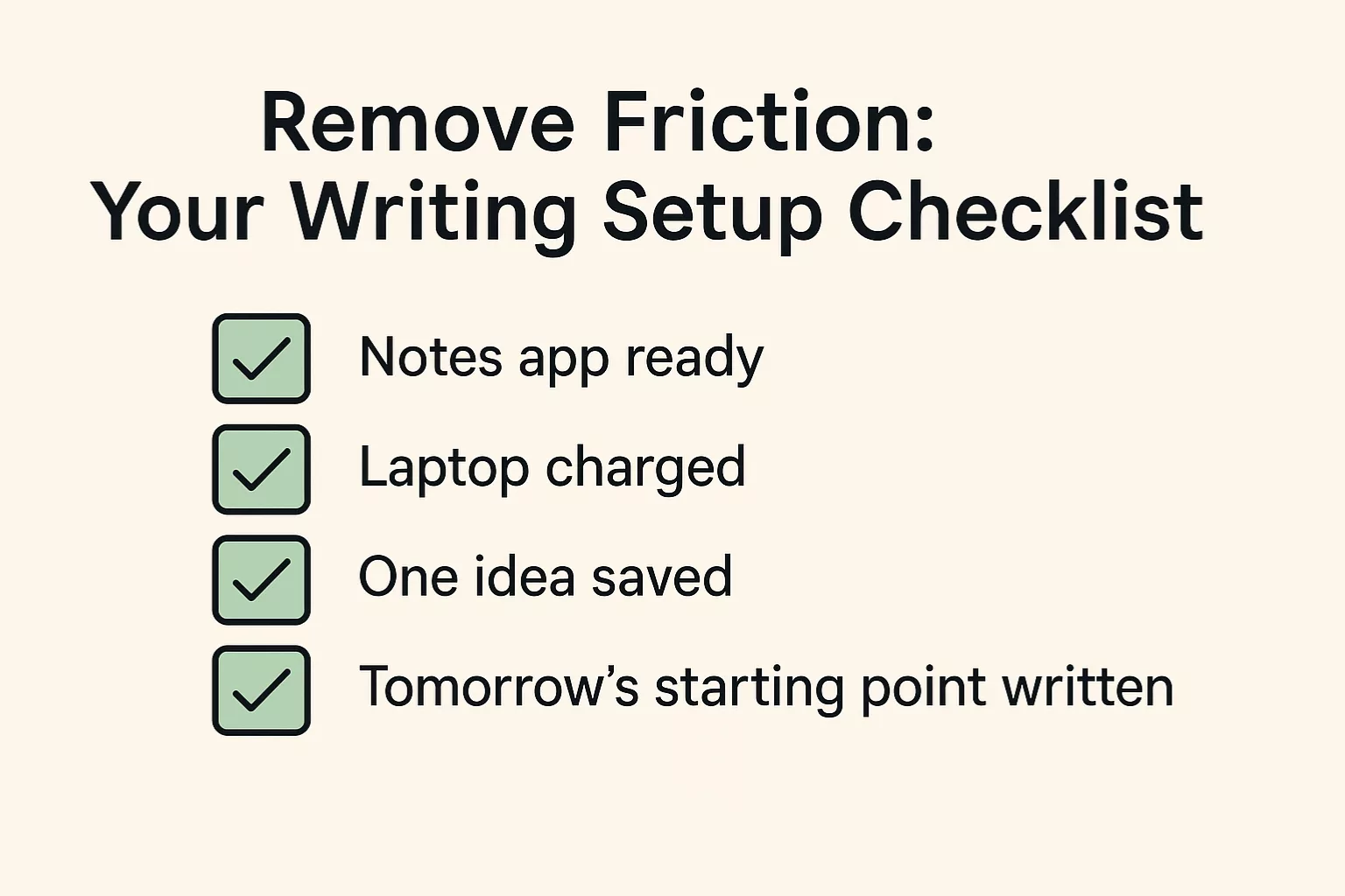 Writing setup checklist