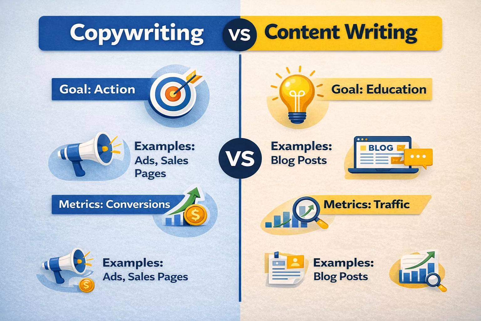 Copywriting vs content writing 