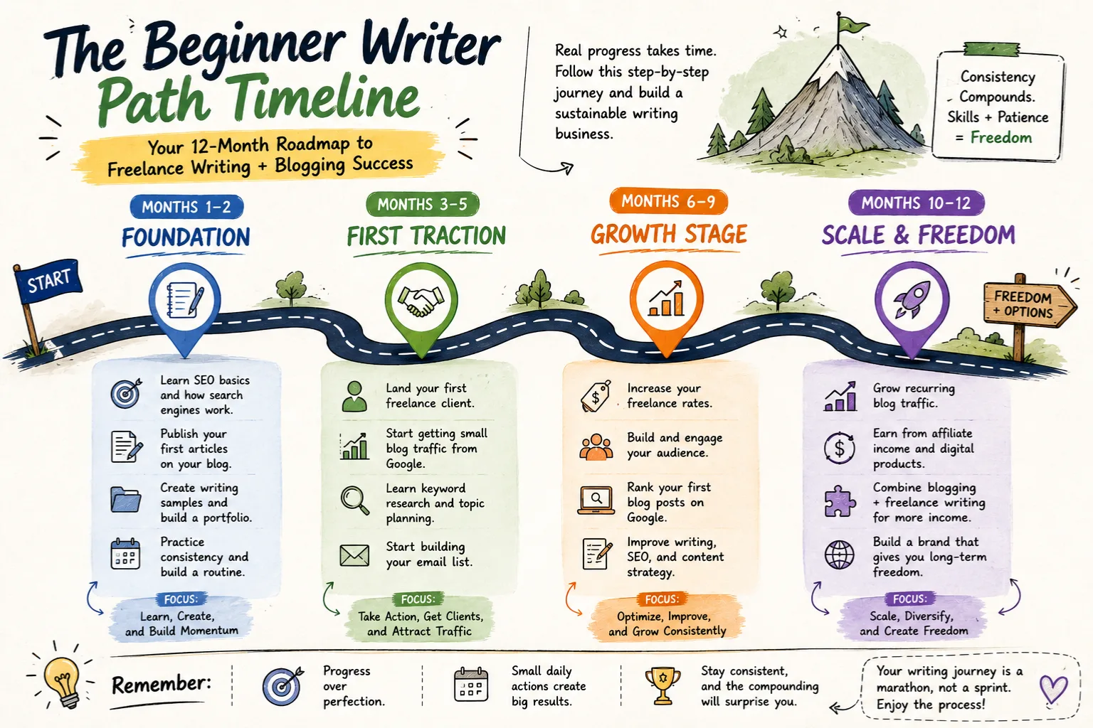 Beginner writer path timeline