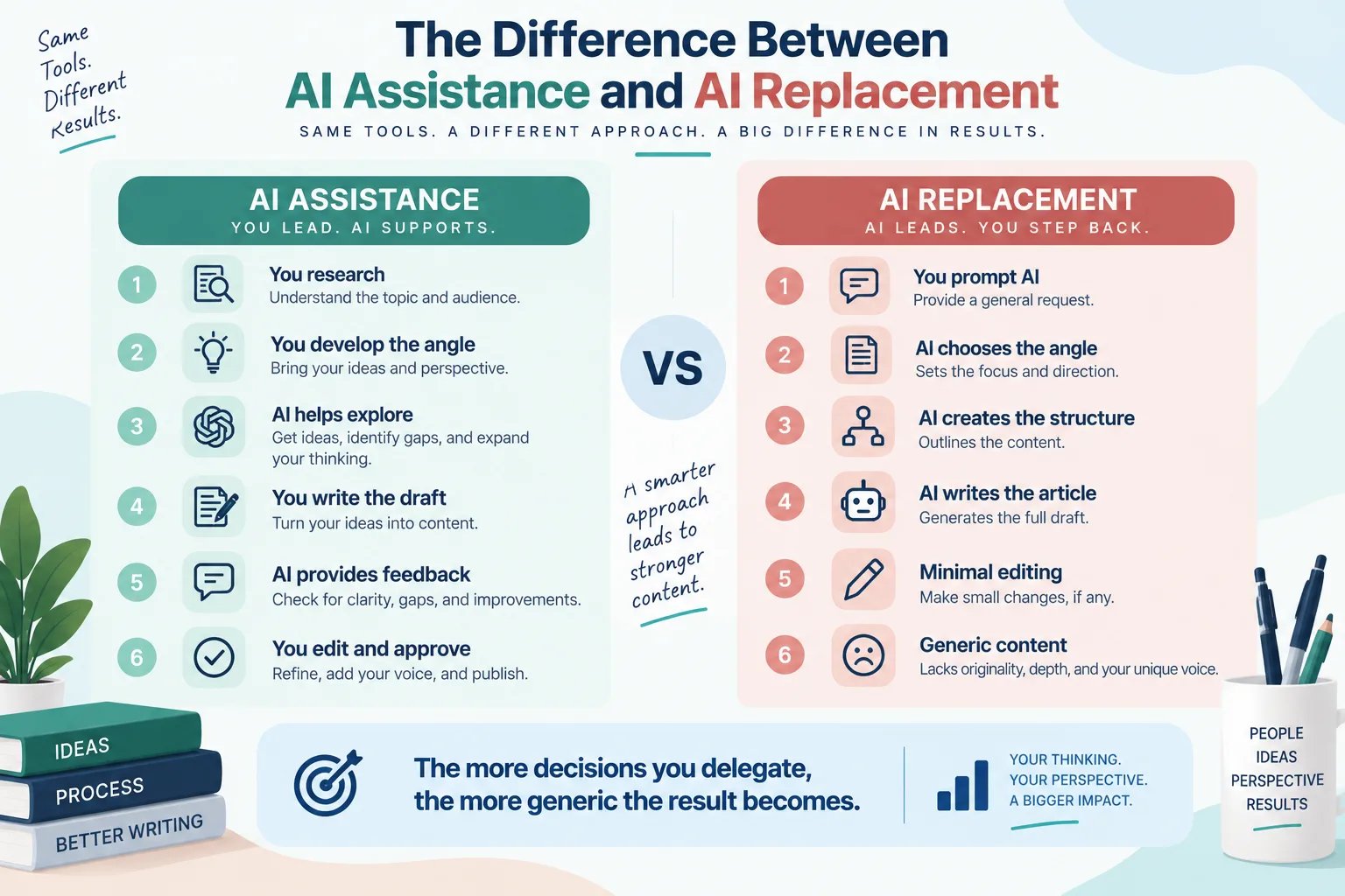 Difference between ai assistance and ai replacement